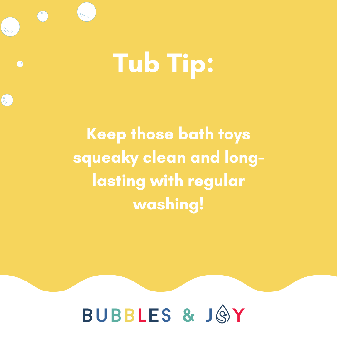 Keep those bath toys squeaky clean and long-lasting with regular washing!