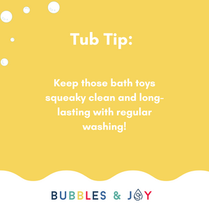 Keep those bath toys squeaky clean and long-lasting with regular washing!